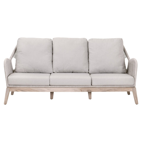 Loom Outdoor 79" Sofa - Taupe And White Flat Rope