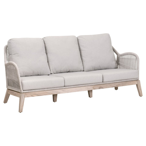 Loom Outdoor 79" Sofa - Taupe And White Flat Rope