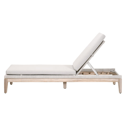 Loom Outdoor Chaise - Taupe and White Flat Rope