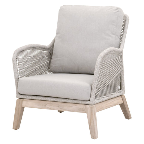 Loom Outdoor Club Chair - Taupe and White Flat Rope