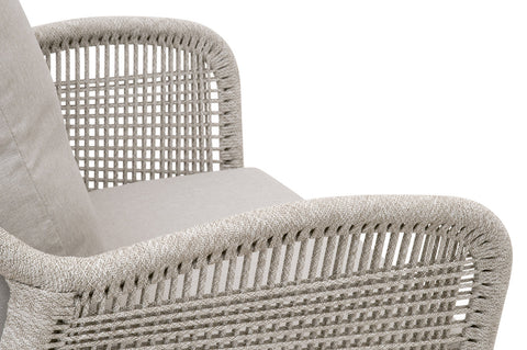 Loom Outdoor Club Chair - Taupe and White Flat Rope