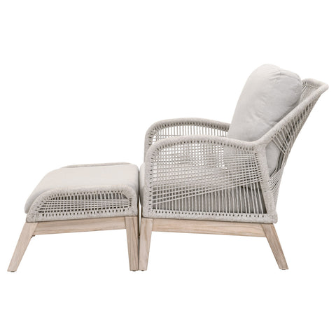 Loom Outdoor Foot Stool - Taupe and White Flat Rope