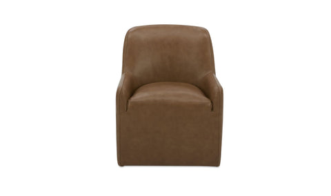 Maisie Rolling Dining Chair Tan Leather