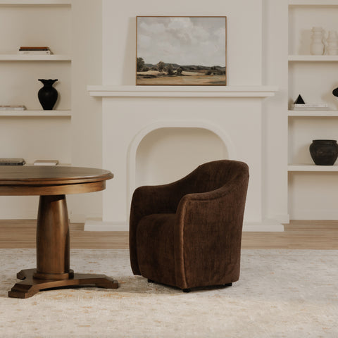 Drava Rolling Dining Chair Dark Brown