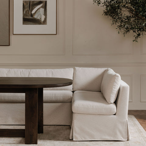 Fable Slipcover Dining Bench Beige