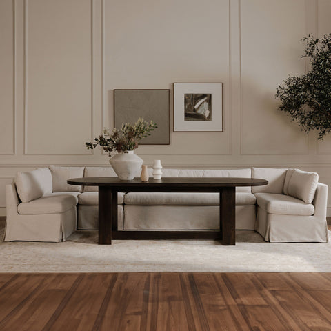 Fable Slipcover Dining Banquette U-Shape Beige 168 in