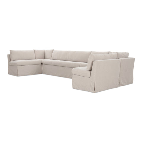 Fable Slipcover Dining Banquette U-Shape Beige 168 in