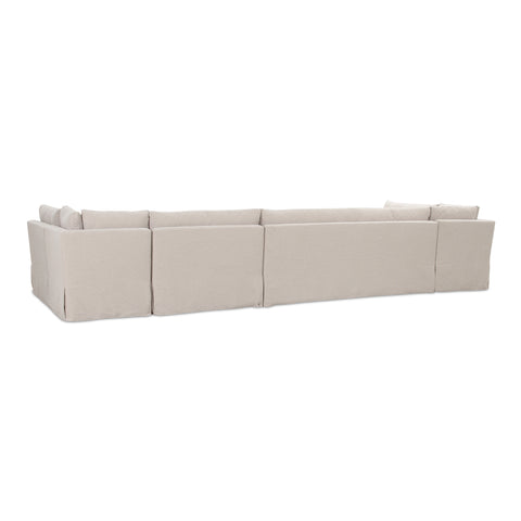 Fable Slipcover Dining Banquette U-Shape Beige 168 in