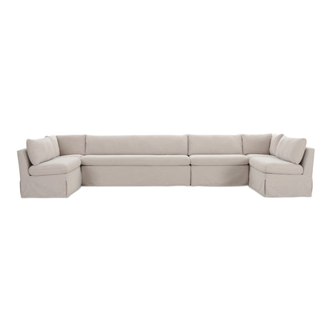 Fable Slipcover Dining Banquette U-Shape Beige 168 in