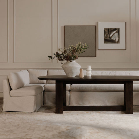 Fable Slipcover Dining Banquette L-Shape Beige 96 in