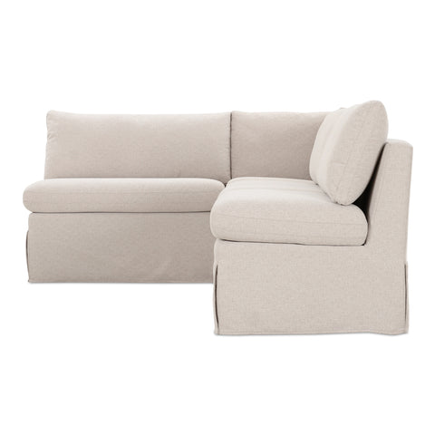 Fable Slipcover Dining Banquette L-Shape Beige 96 in