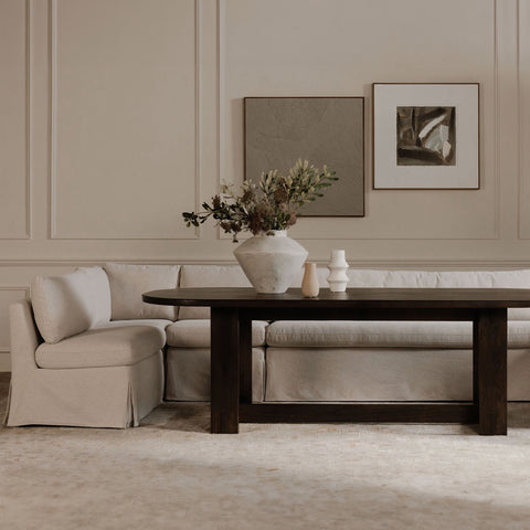 Fable Slipcover Dining Banquette L-Shape Beige 100.5 in