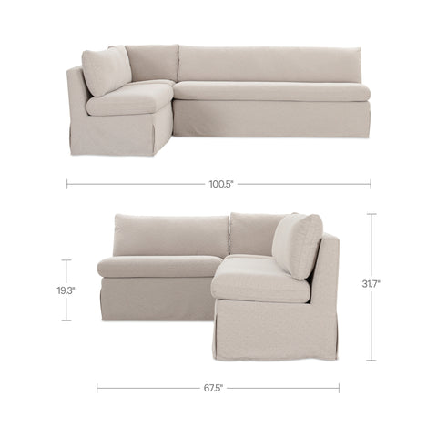 Fable Slipcover Dining Banquette L-Shape Beige 100.5 in