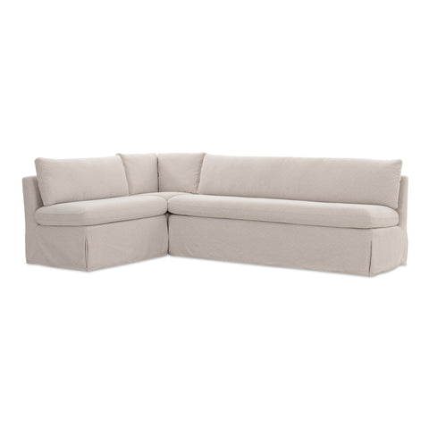 Fable Slipcover Dining Banquette L-Shape Beige 100.5 in
