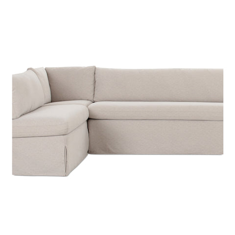 Fable Slipcover Dining Banquette L-Shape Beige 139.5 in