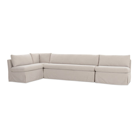 Fable Slipcover Dining Banquette L-Shape Beige 139.5 in