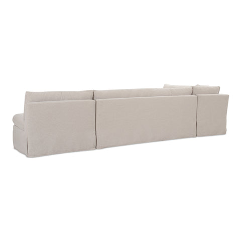Fable Slipcover Dining Banquette L-Shape Beige 139.5 in