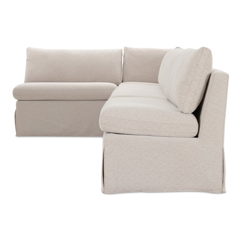 Fable Slipcover Dining Banquette L-Shape Beige 139.5 in