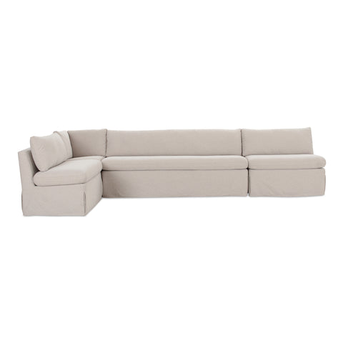 Fable Slipcover Dining Banquette L-Shape Beige 139.5 in
