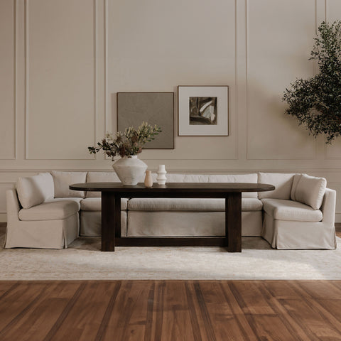 Fable Slipcover Dining Banquette U-Shape Beige 121 in