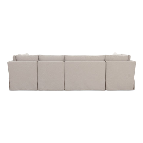 Fable Slipcover Dining Banquette U-Shape Beige 121 in