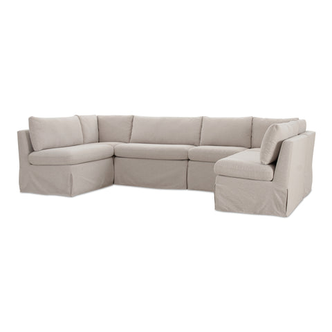 Fable Slipcover Dining Banquette U-Shape Beige 121 in