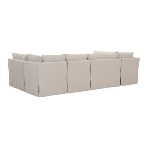Fable Slipcover Dining Banquette U-Shape Beige 121 in