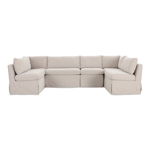 Fable Slipcover Dining Banquette U-Shape Beige 121 in