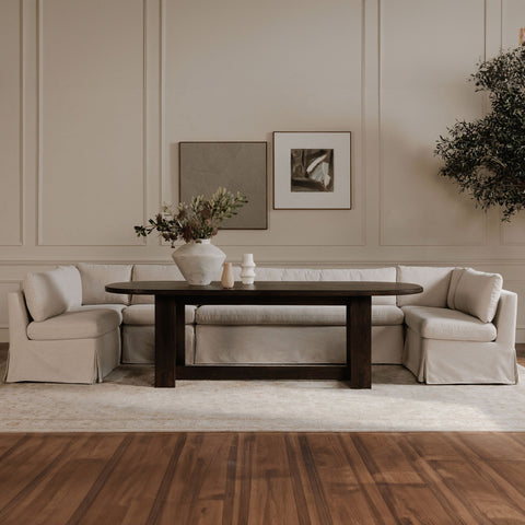 Fable Slipcover Dining Banquette U-Shape Beige 129 in