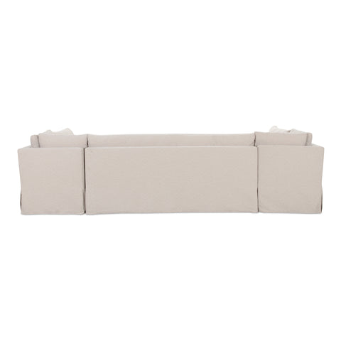 Fable Slipcover Dining Banquette U-Shape Beige 129 in