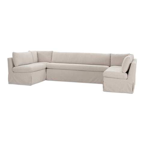 Fable Slipcover Dining Banquette U-Shape Beige 129 in