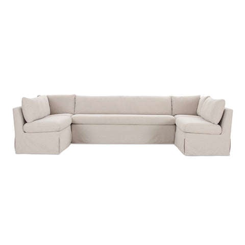 Fable Slipcover Dining Banquette U-Shape Beige 129 in