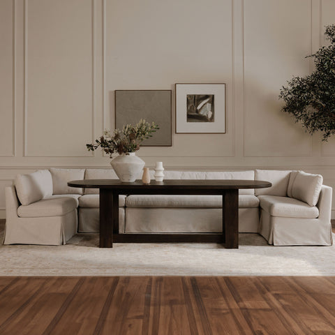 Fable Slipcover Dining Banquette U-Shape Beige 154 in