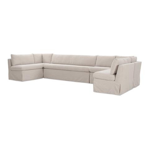 Fable Slipcover Dining Banquette U-Shape Beige 154 in