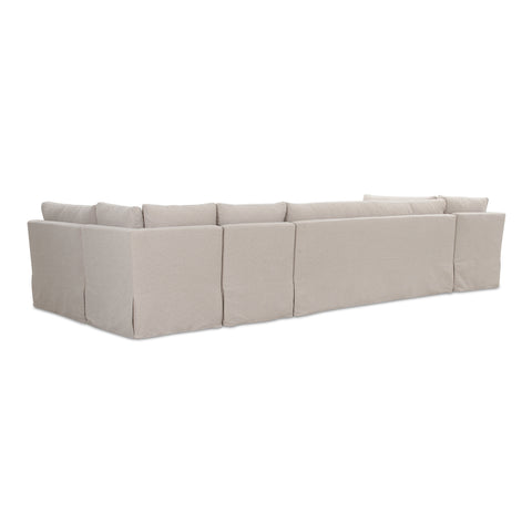 Fable Slipcover Dining Banquette U-Shape Beige 154 in