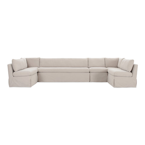 Fable Slipcover Dining Banquette U-Shape Beige 154 in