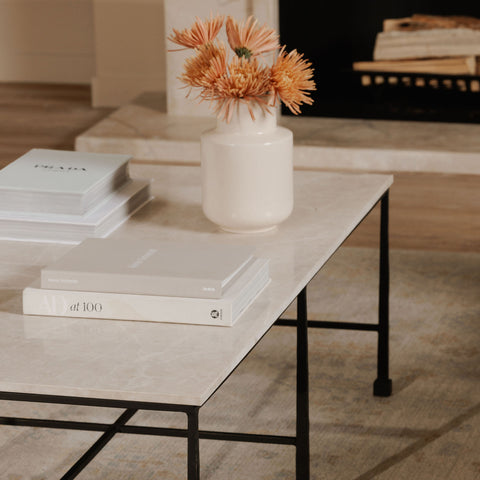 River Coffee Table Botticino Marble