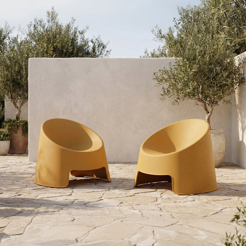 Nolla Outdoor Accent Chair Yellow-Set of Two