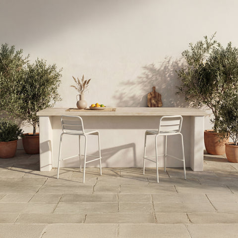 Kade Outdoor Bar Stool White-Set of Two