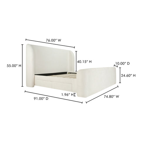 Sophia Queen Storage Bed Cream