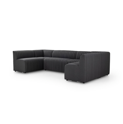 Augustine Dining Banquette U Shape 130"- Fiqa Boucle Charcoal