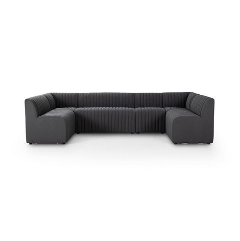 Augustine Dining Banquette U Shape 130"- Fiqa Boucle Charcoal