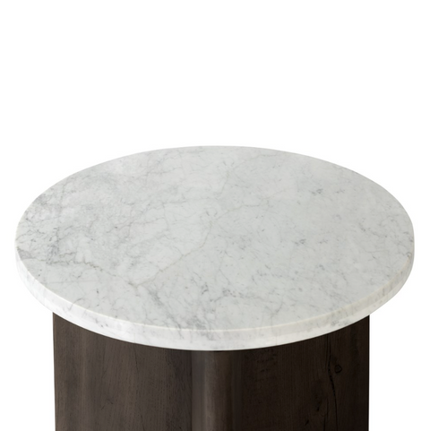Toli End Table - Smoked Black / Italian White Marble