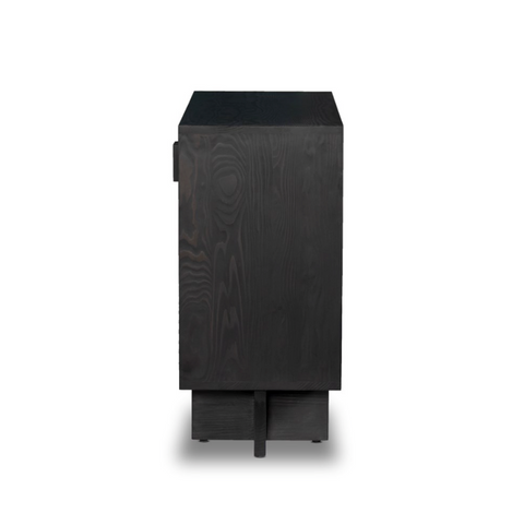 Levon Bar Cabinet - Black Woven Rod Cane