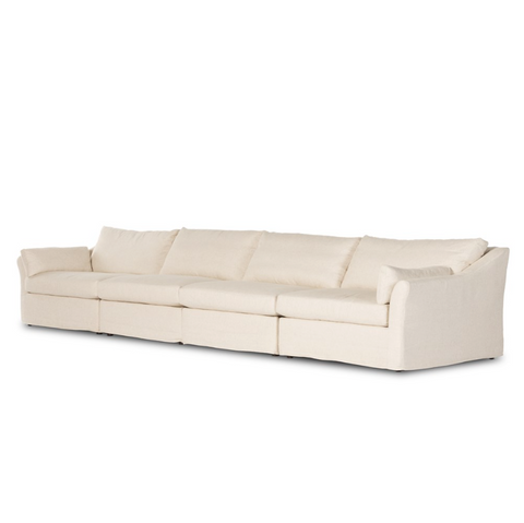 Delray 4Pc Slipcover Sectional Sofa - Evere Oatmeal