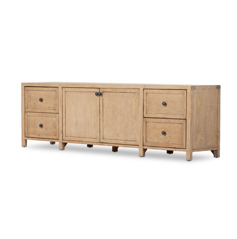 Gaines Media Console - Aged Light Pine
