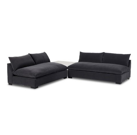 Grant 2Pc Sectional w/ Corner Table- Bleached Yukas Resin - Henry Charcoal