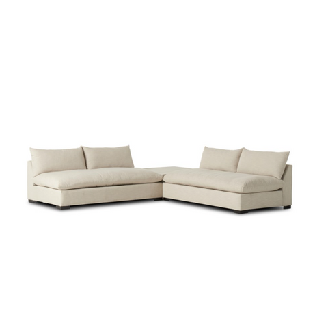Grant 2Pc Sectional w/ Corner Table- Bleached Yukas Resin - Ashby Oatmeal