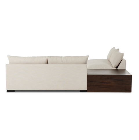 Grant 2Pc Sectional w/ Corner Table- Dark Spalted Primavera - Ashby Oatmeal