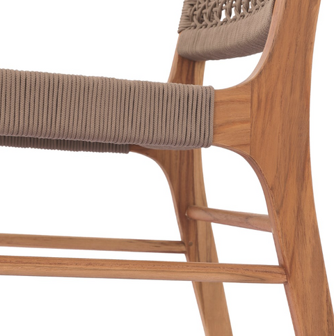 Delmar Outdoor Dining Chair-Natural w/ Khaki Rope